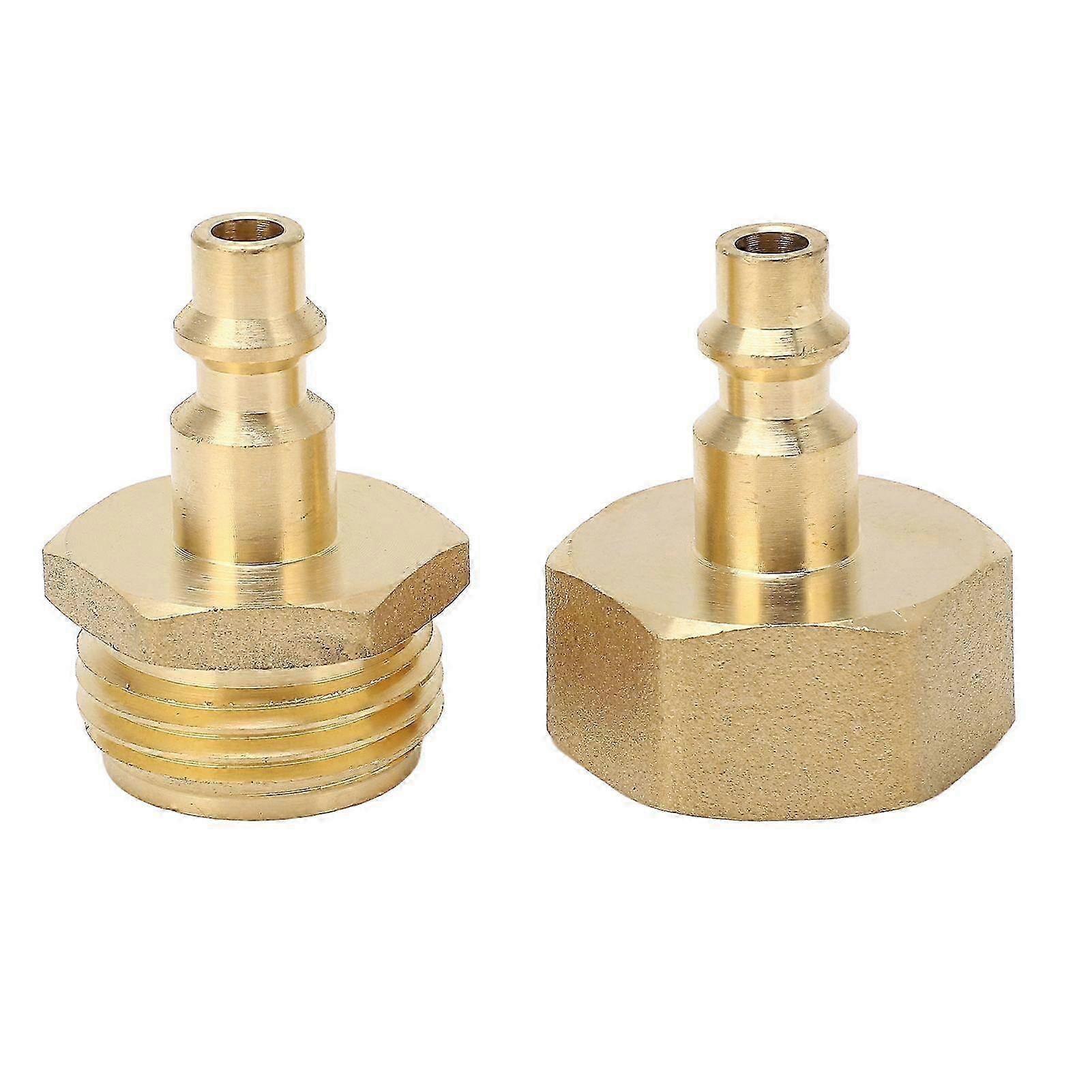 2Pcs Air Compressor 1/4in Adapter to Garden Hose 3/4in Threading for RV Motorhome Boat Camper Travel Trailer