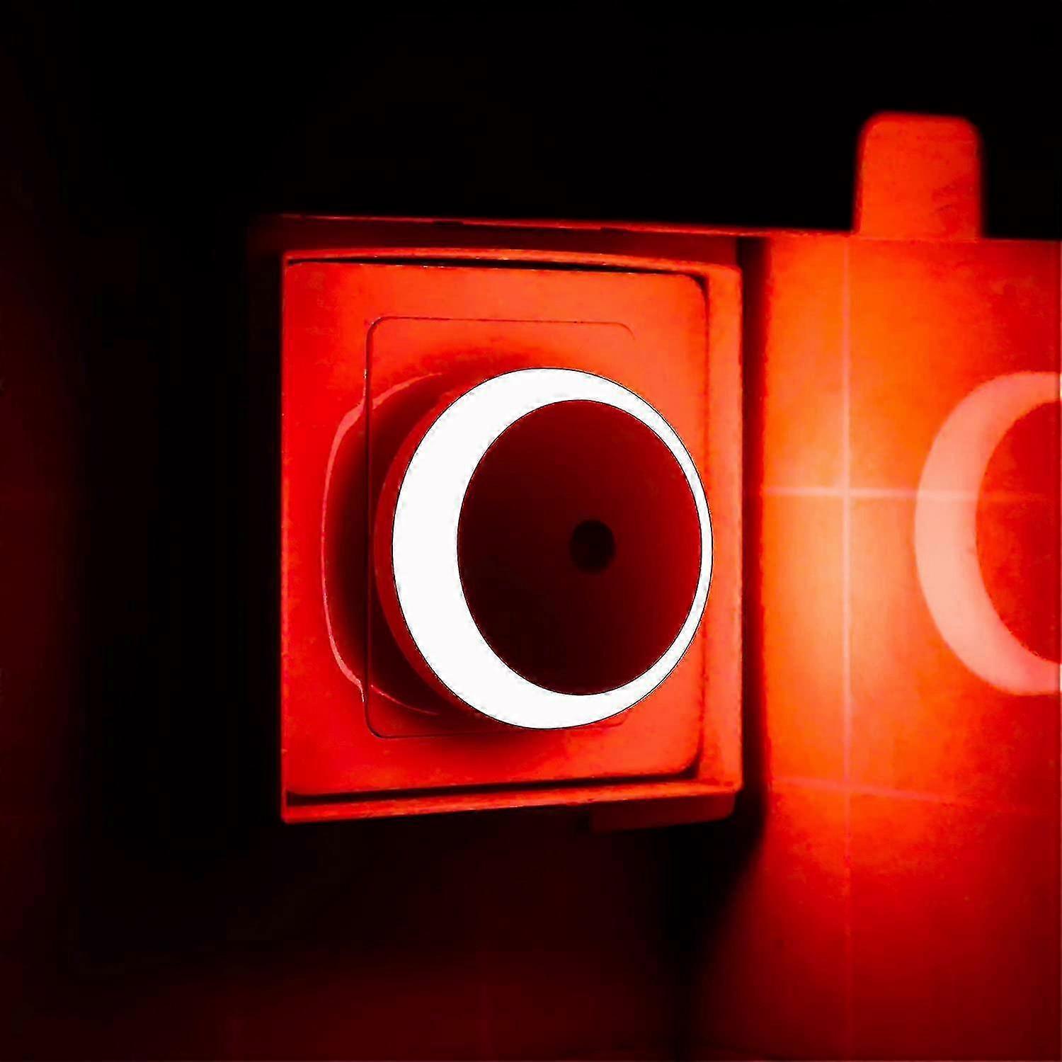 Night Light with Red LED, Energy Saving, Round Design, 2-Pack, Automatic Light Sensor
