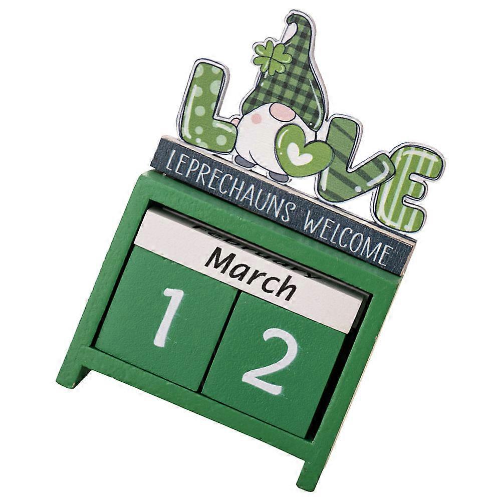 Desktop Calendar Patrick's Day Home Decor Wooden Countdown Rectangular Blocks Adults Families 1Pcs