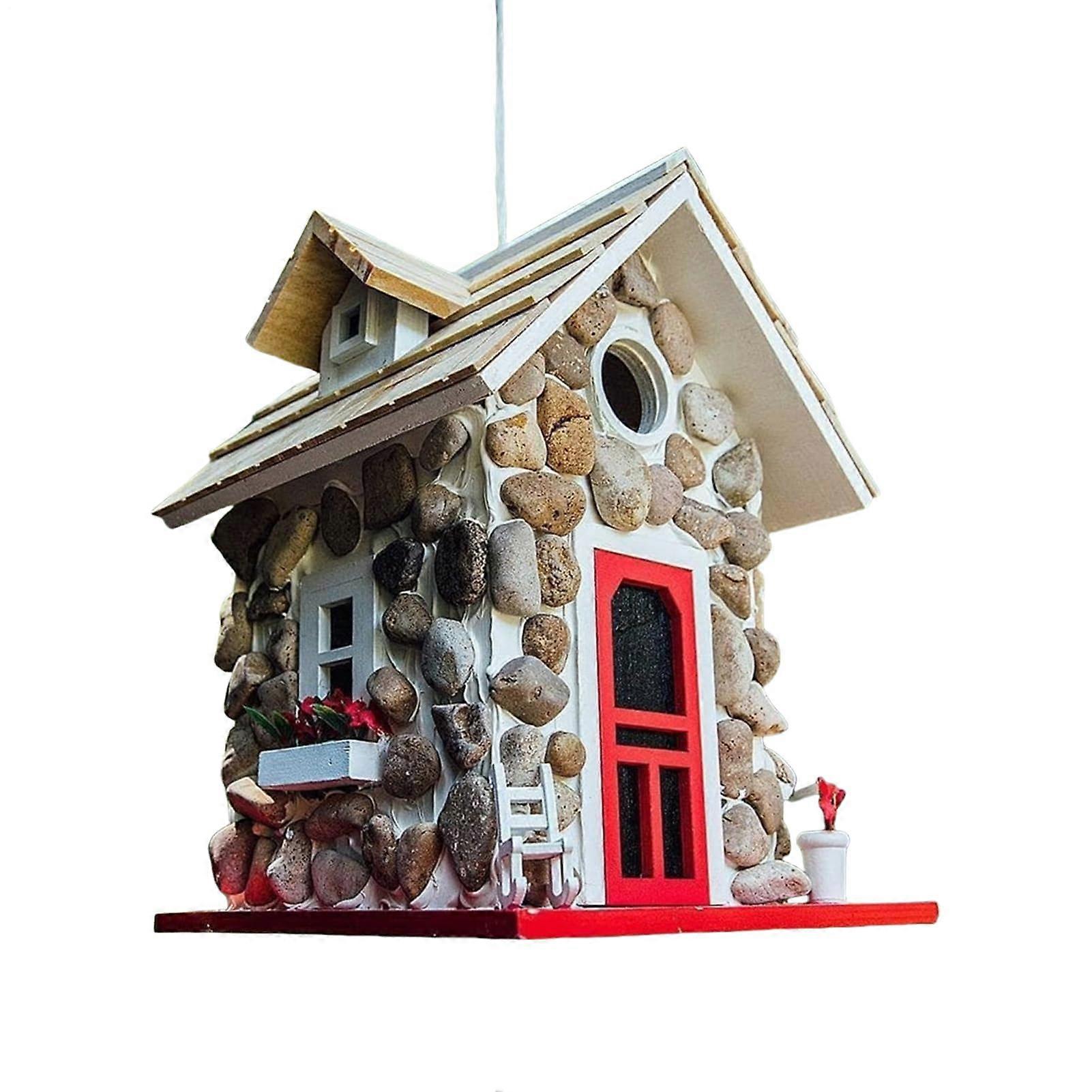 Bird Feeder House, Resin Sparrow Hatching House, Weather Proof Feeding Cave, Sturdy Pet Accessory