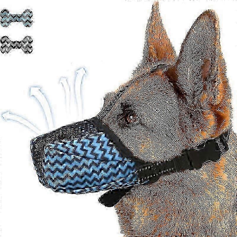 Breathable mesh dog muzzle, anti-bite design with adjustable straps and reflective features for added safety