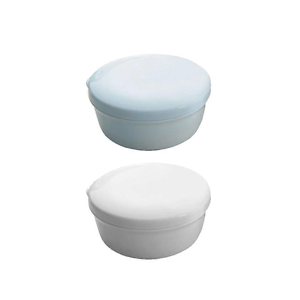 Plastic Soap Holder Round Soap Case With Lid For Kitchen And Bathroom 9 9x9 9cm 2Pack