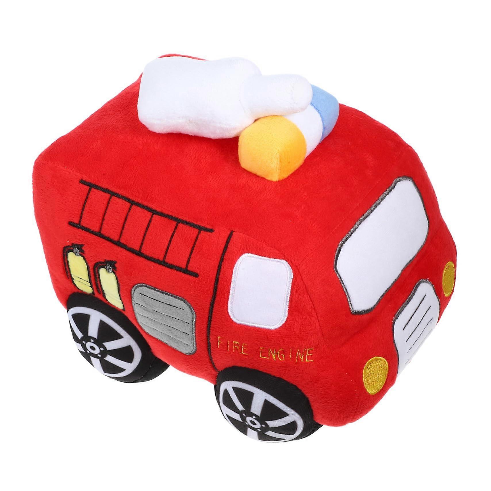 Fire Engine Doll, Cuddly Fire Engine Plush Fluffy Fire Engine Cushion in the Shape of a Fire Engine Plush Doll PP Cotton Red