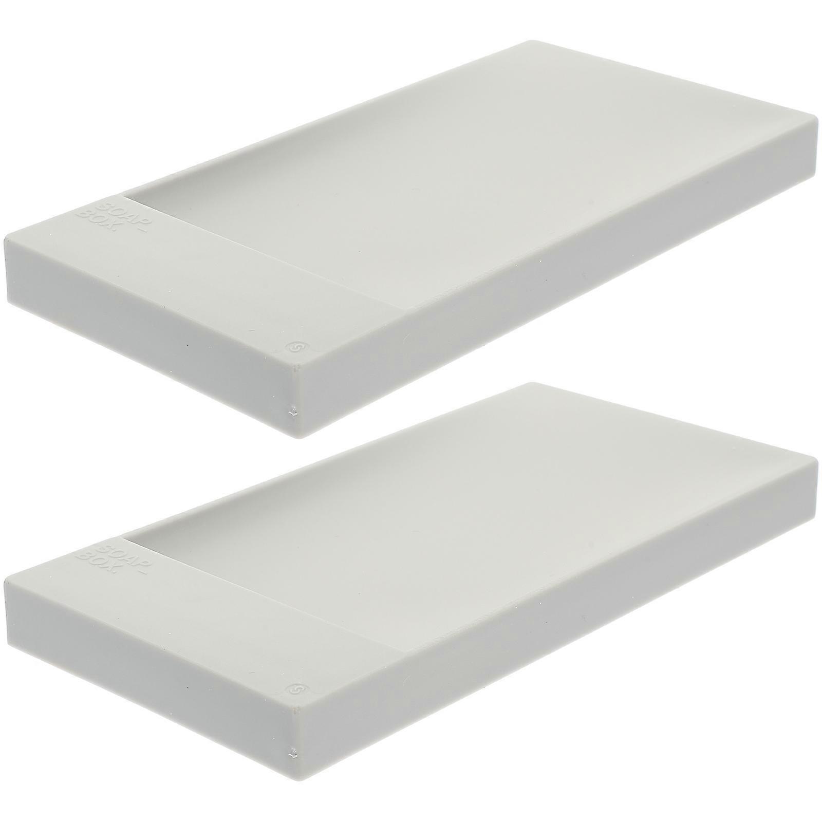 Self-Draining Soap Dish TPR Countertop Soap Holder for Home Users 15.8x8x1.5cm 2Pcs
