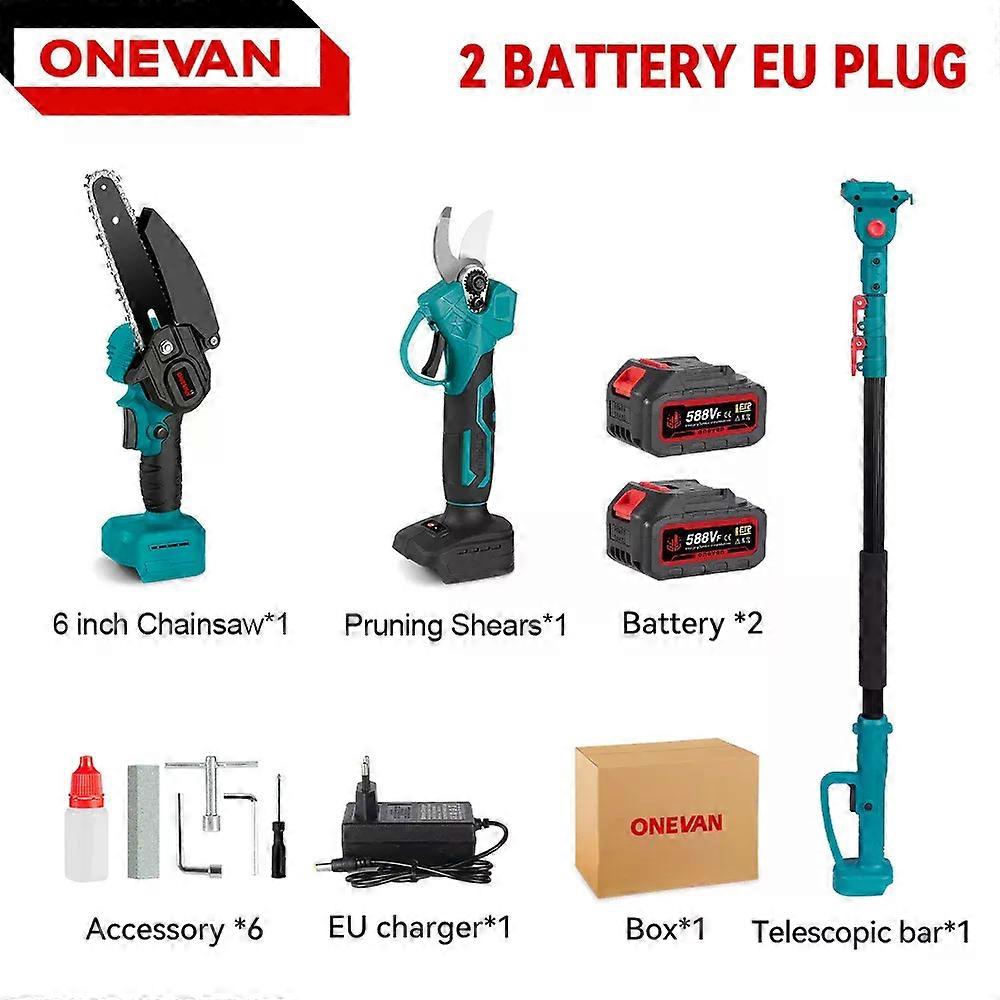con 3500W 2in1 Brushless High Branch Saw Chainsaw & Pruning Shears Garden Tool With Telescoping Pole For 21V 18V Battery