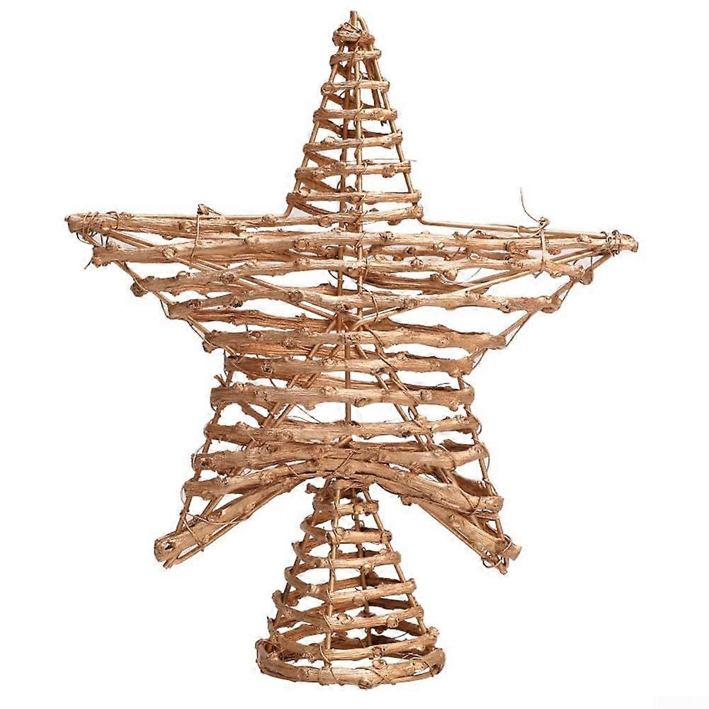 Christmas Tree Topper Star 27cm Five-Pointed Iron Wood Gold Finish For Christmas Tree