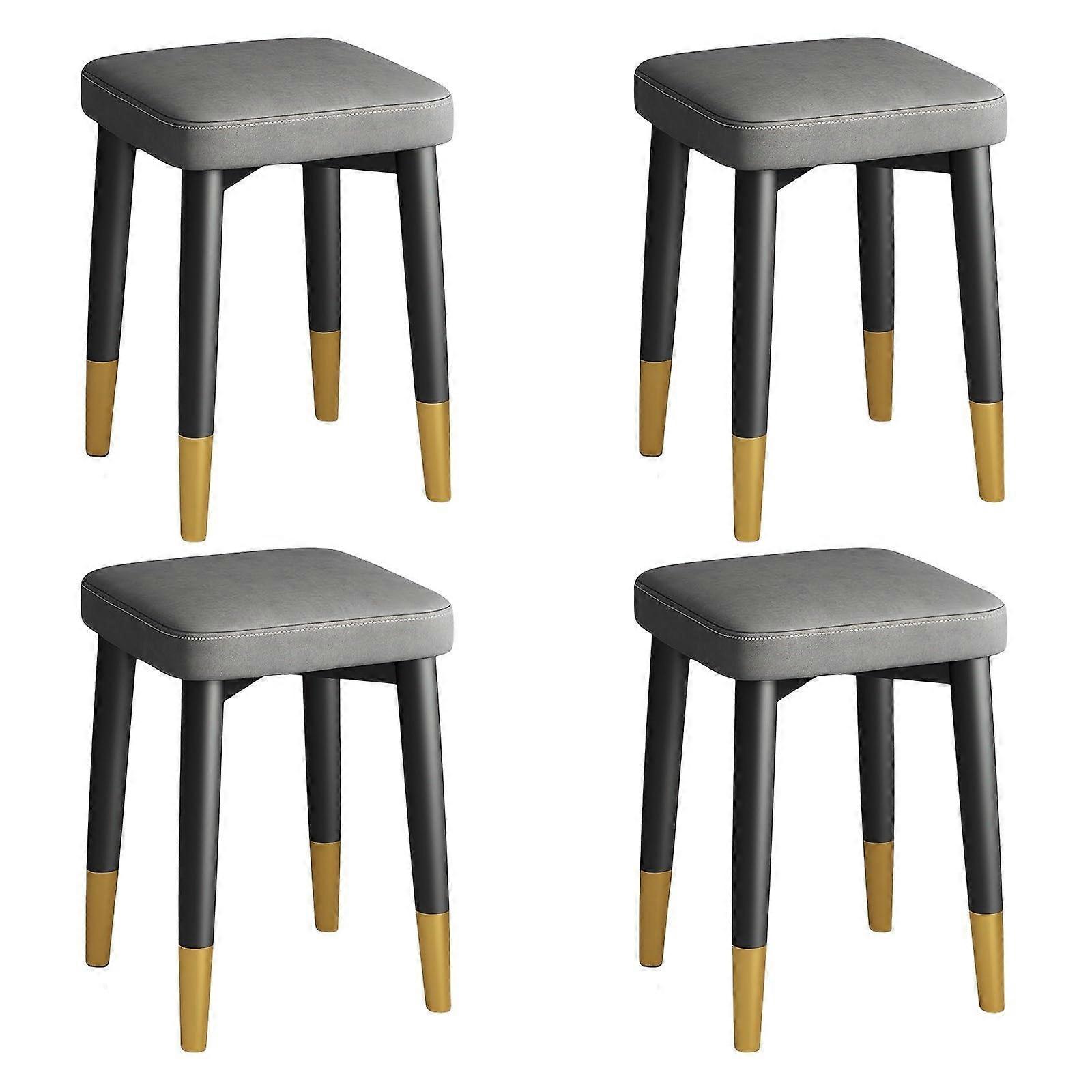stackable metal stool with padded seat, Xshaped connection, antislip pads, gray