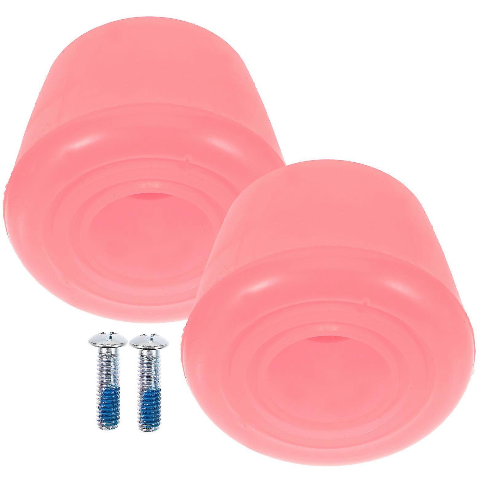 Skate Stoppers Toe Stops Roller Skates Brake Pads For Double Row Roller Skates Pink Round Shape Improve Braking Performance 1 Set