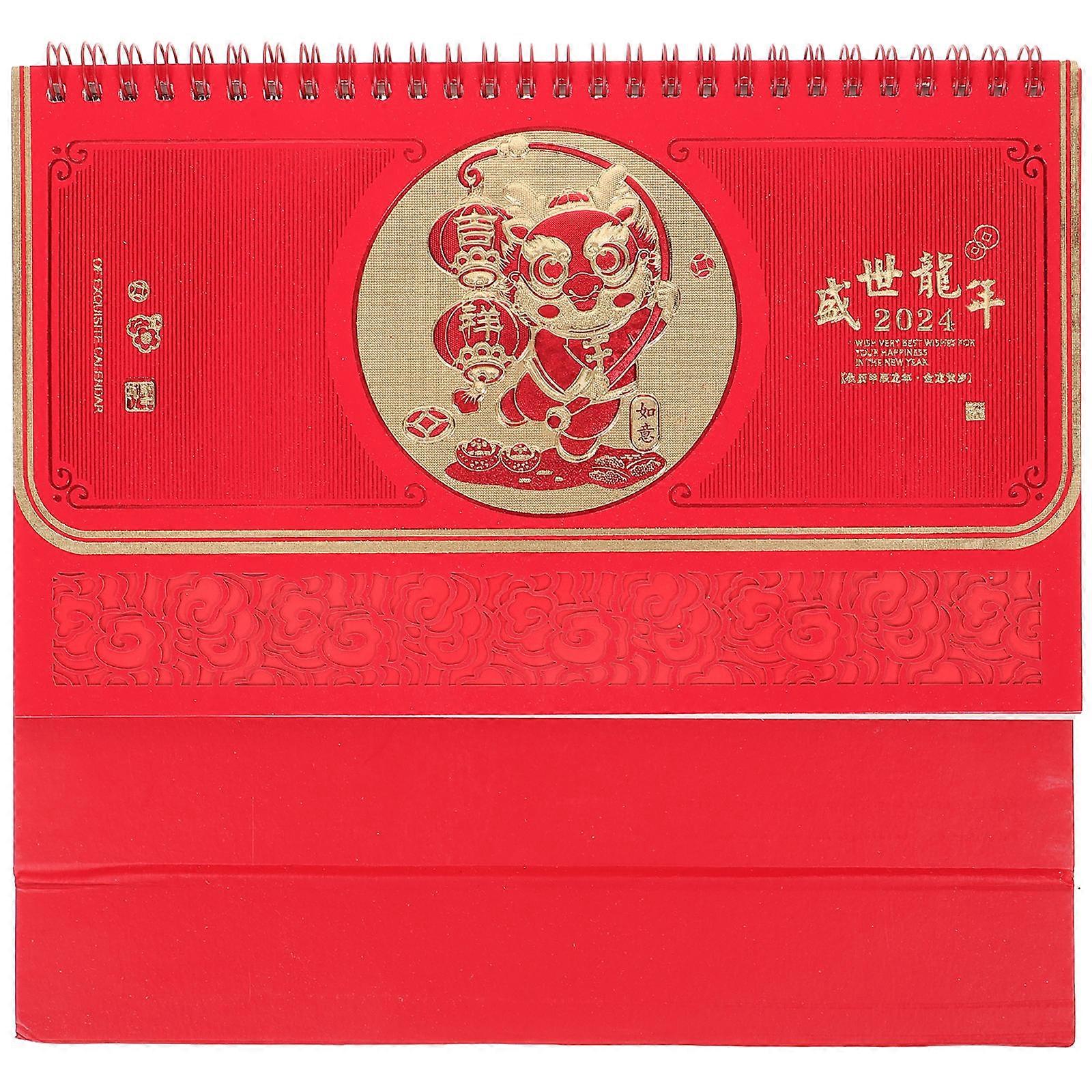 Creative Desk Calendar Desktop Monthly Calendar Ornament for Home Office Red 25x23.5cm Record Important Events 1Pack