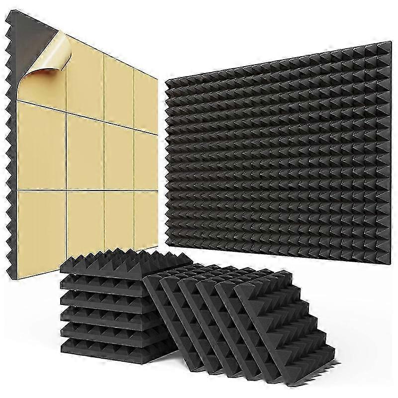 24PCS selbstklebende schalldichte Schaumstoffplatten 2x12x12In, Fast Expand Akustikplatten, Pyramid Design So Edition 0703