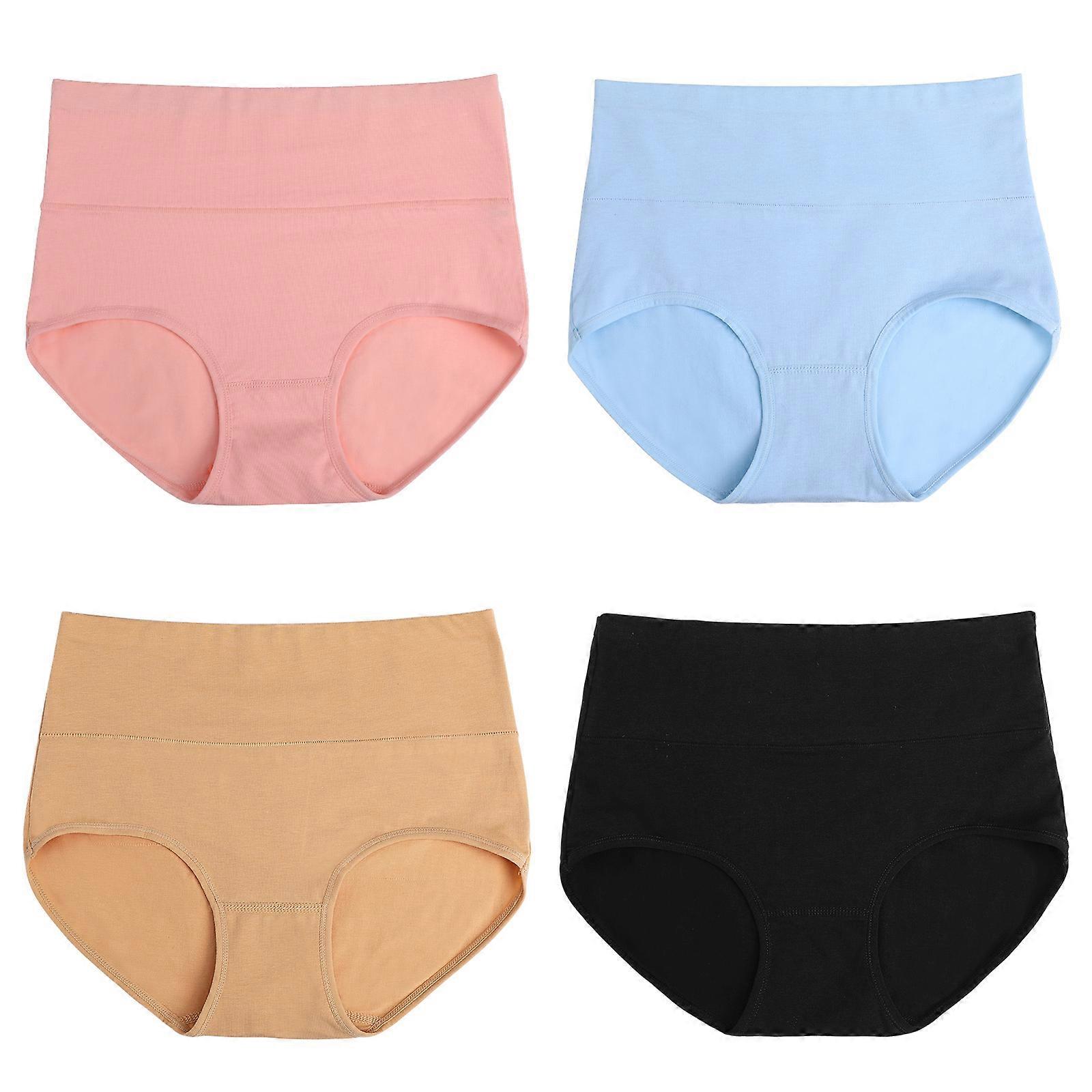 Ladies Underpants High Waisted Briefs Elastic Waistband Underwear Size L 4Pcs