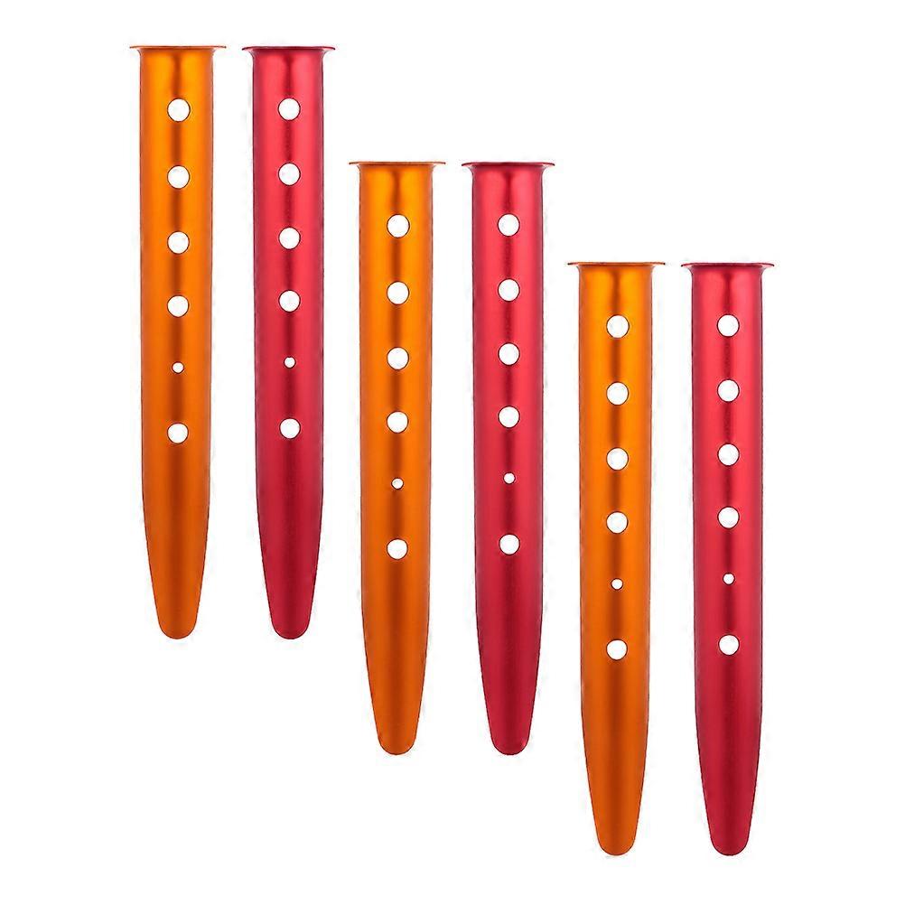 Aluminum Alloy Tent Pegs Set of 6 for Outdoor Use with Firm Holding Power and Adjustable Rope Lock