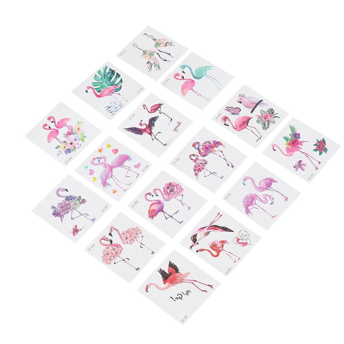 Assorted Color 15Pcs Flamingo Stickers Temporary Stickers Waterproof Body Art Creative Activities