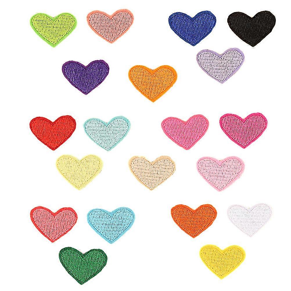 Polyester Sewing Patches Heart Shape Appliques For Bag Assorted Color 40Pcs
