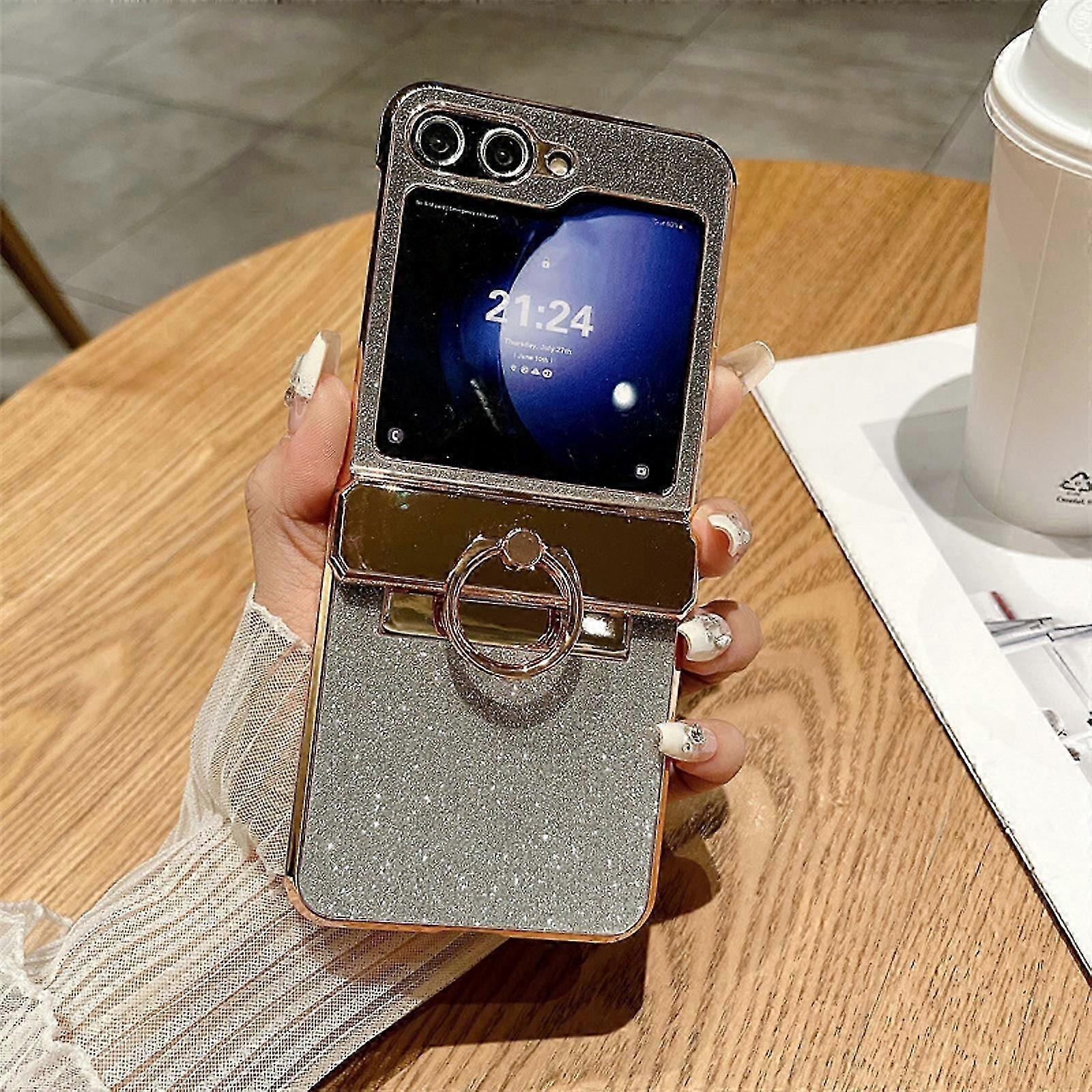 Ring Shiny Case for Samsung Galaxy Z Flip 6, Glitter Bling Case with Hinge for Samsung Flip 6