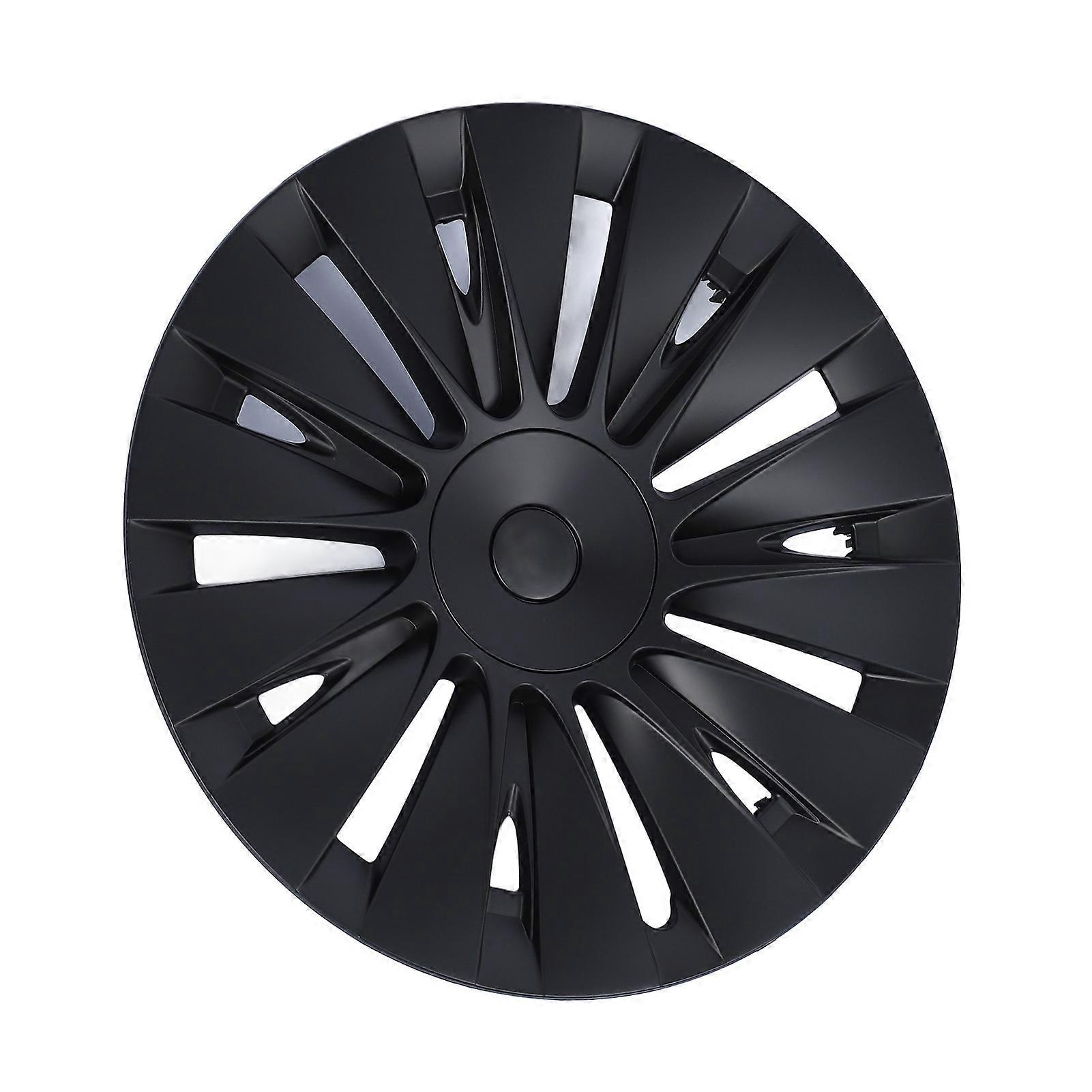 4PCS 19in Wheel Hub Cap Symmetrical Style Cool Sporty Replacement for Tesla Model Y 2020 to 2023 Glossy Black