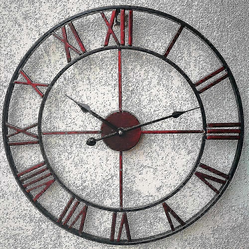 47cm Red Metal Roman Numerals Wall Clock