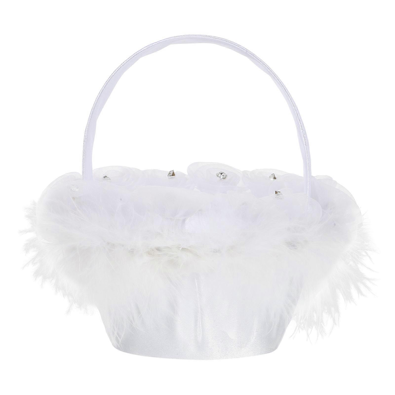 1Pc חתונה תחרה פרח סל טקס מסיבת סל לבן קטן