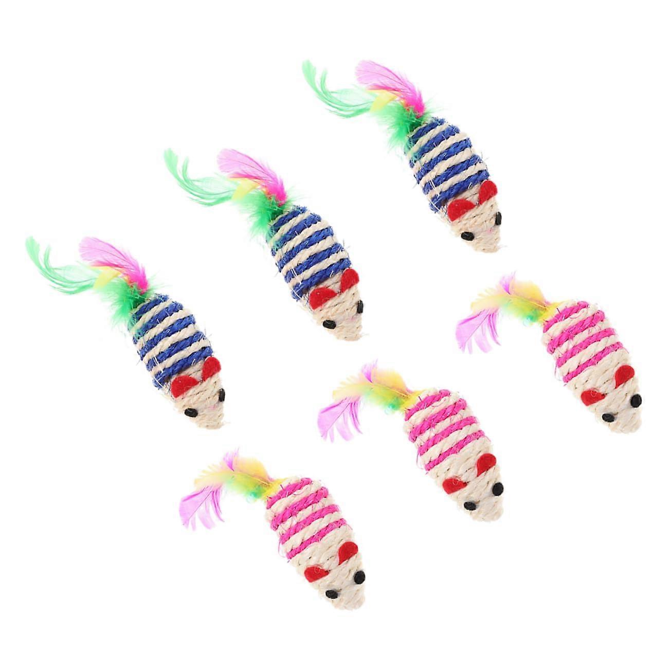 Pack of 6 Cat Toy Mice Kitten Catnip Cat Toy Mass Interactive Cat Toy Sisal Catnip Pet Supplies