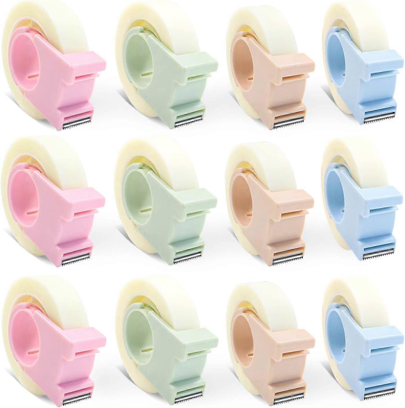 ZENGO 12 Pack Invisible Tape with Mini Dispenser Set 1/2 Inch Magic Tape Writable Transparent Tape Portable Repairing for Office School Home