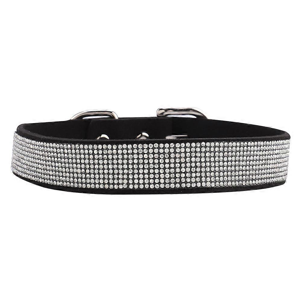 Durable Comfortable Pets Dogs Puppy Collar with Rhinestone Decor (M)