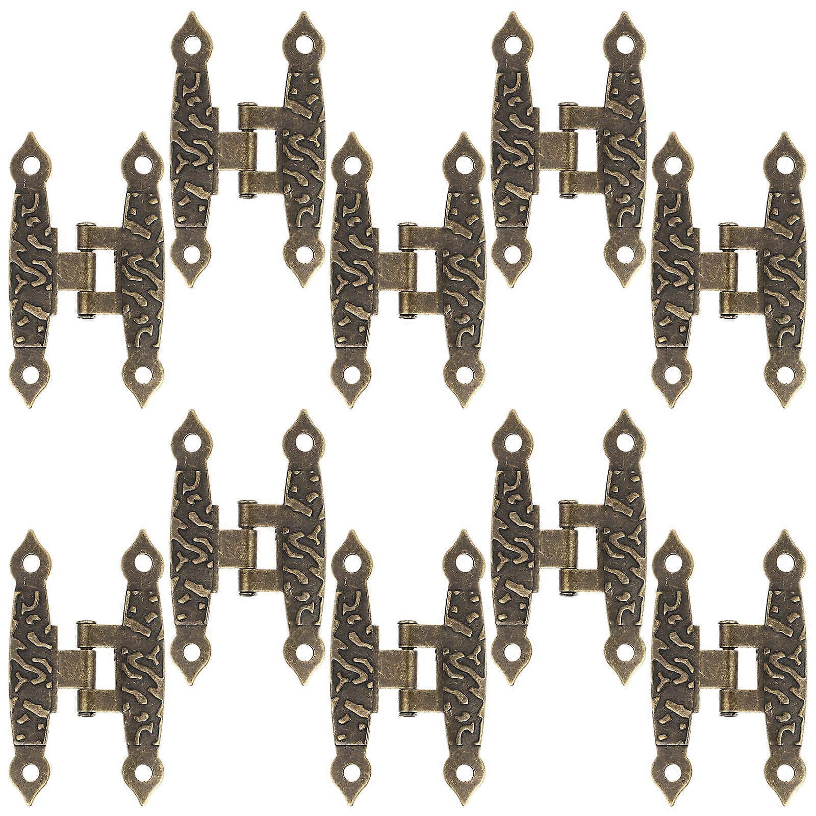 Antique Wooden Case Hinges Retro Iron H Shaped Box Hinges for Jewelry Boxes & Storage Crates Vintage Decorative Hardware Set of 10