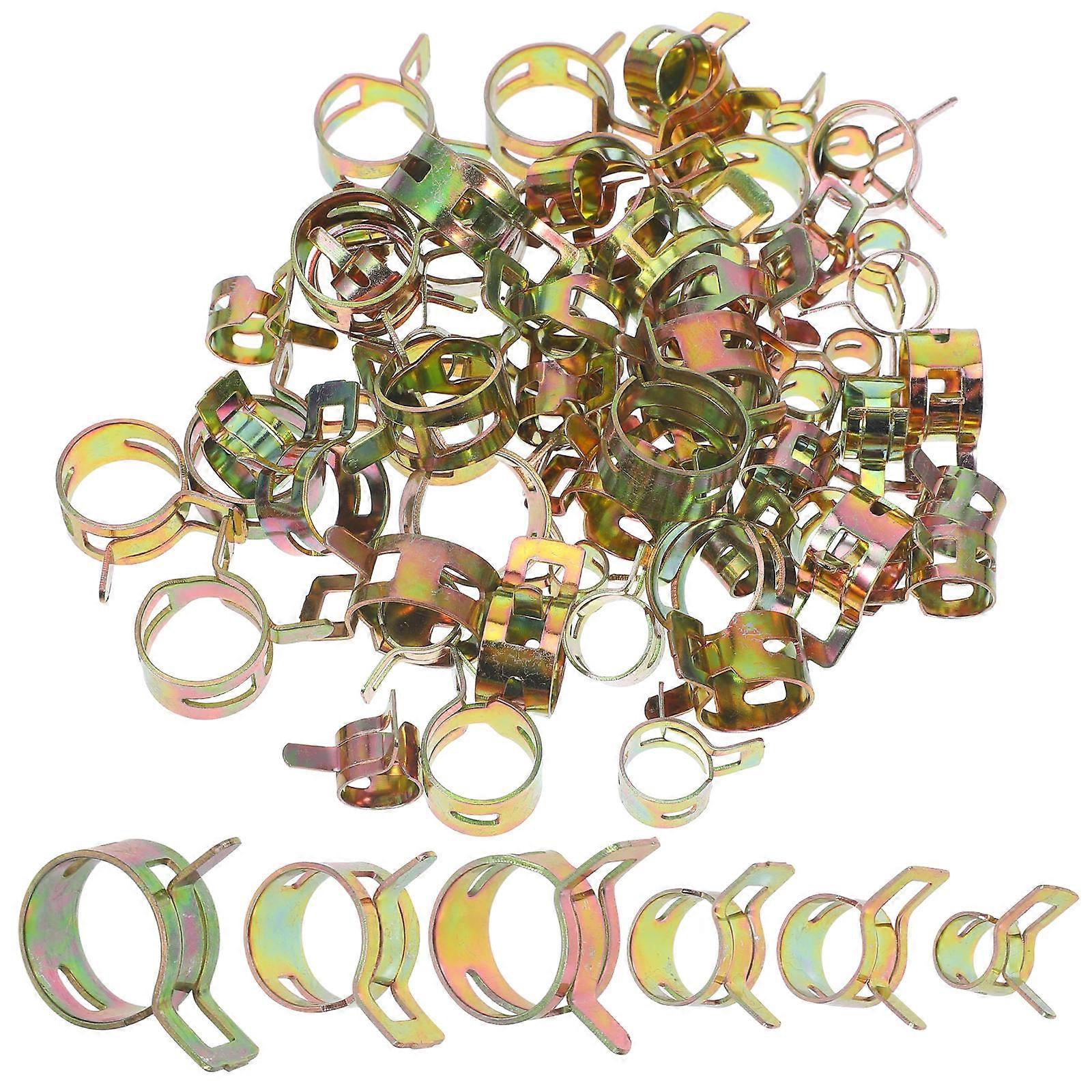 Stainless Steel Hose Clamps Car Hose Clamps Home Use Golden Size 1.70X1.60X0.80CM Prevent Loosening 80Pcs