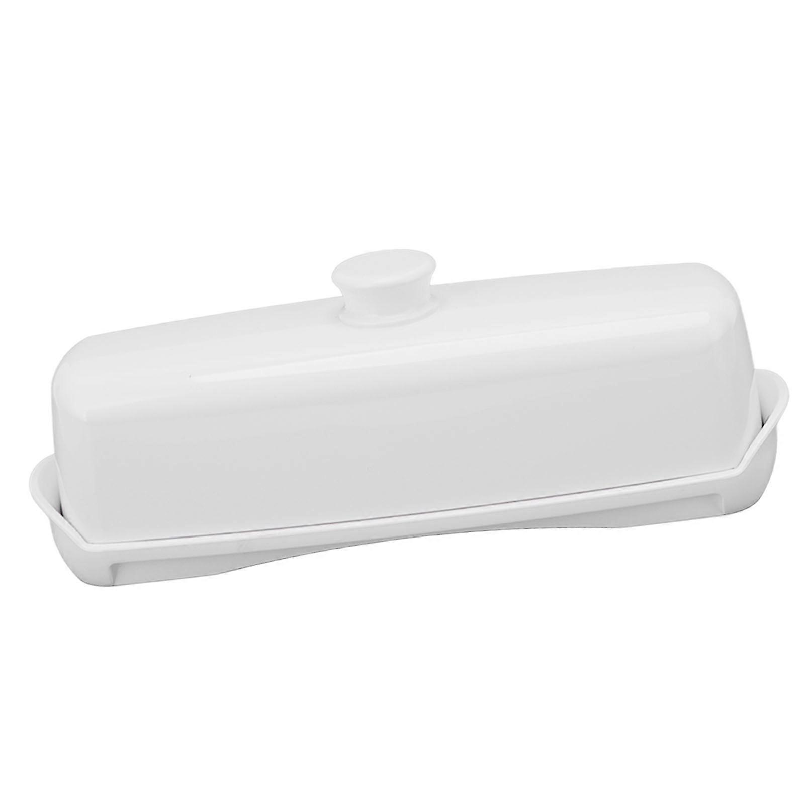 Plastic Butter Box Large Capacity Compact Cheese Storage Box with Lid Knife for Home Kitchen Refrigerators White