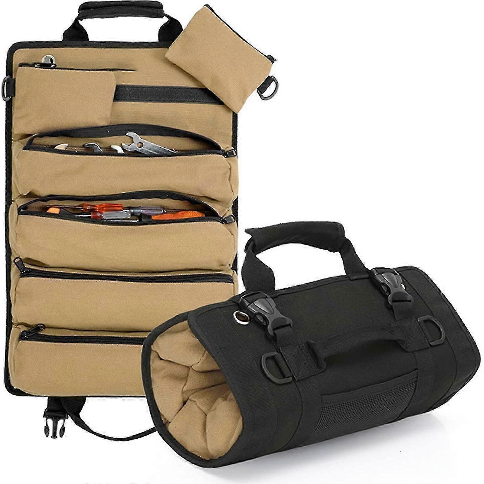 Tool Roll Up Bag, Heavy Duty Roll Up Tool Bag Organizer With 6 Tool Pouches For Motorcycle/truck/mechanic