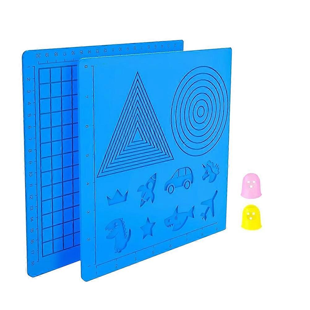 3D Pen Pad Silicone Template Guidance Children 2Pcs Blue 22x20CM Rectangular Shape 3D
