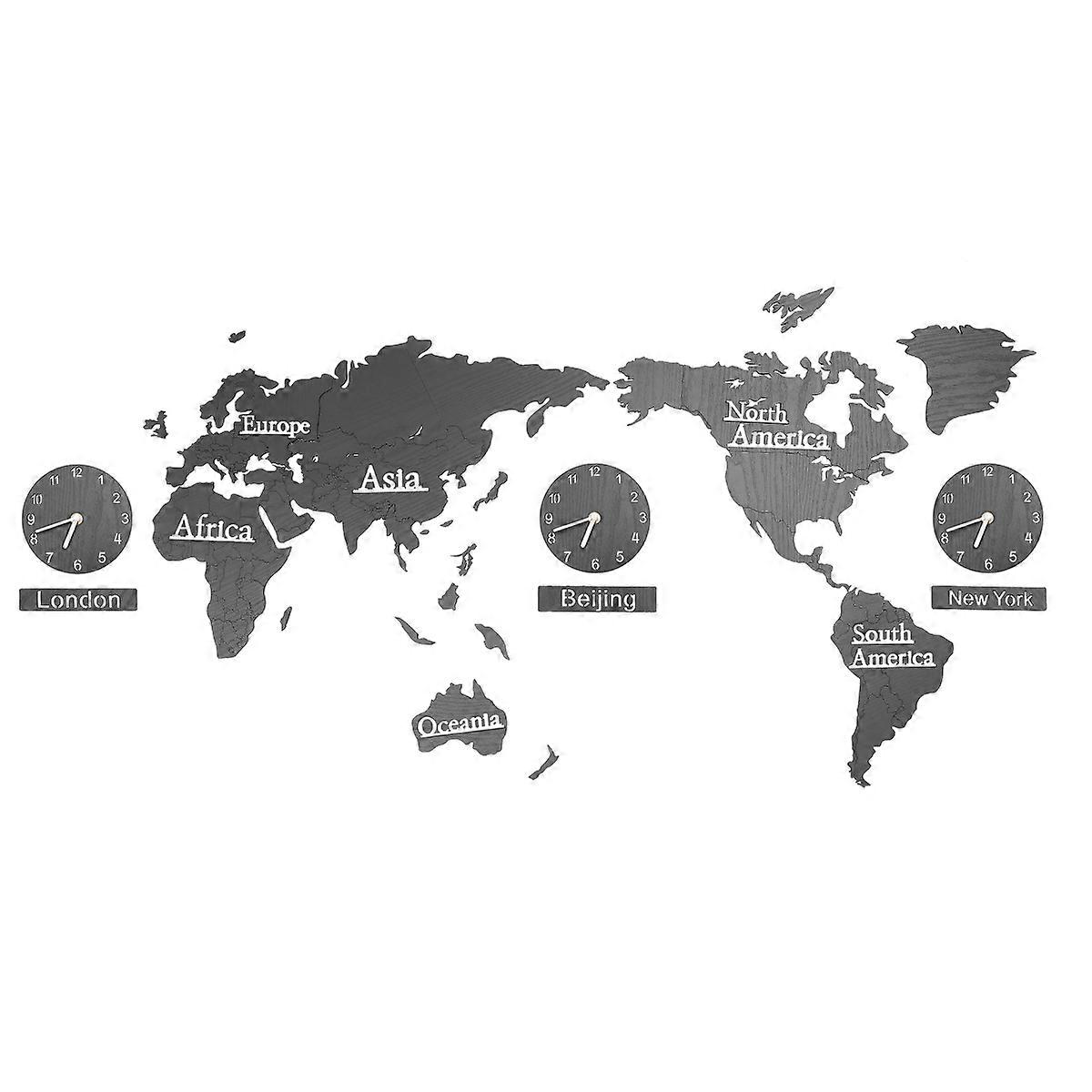 World Map Wall Clock 1 Set Multiple Decorative No Battery