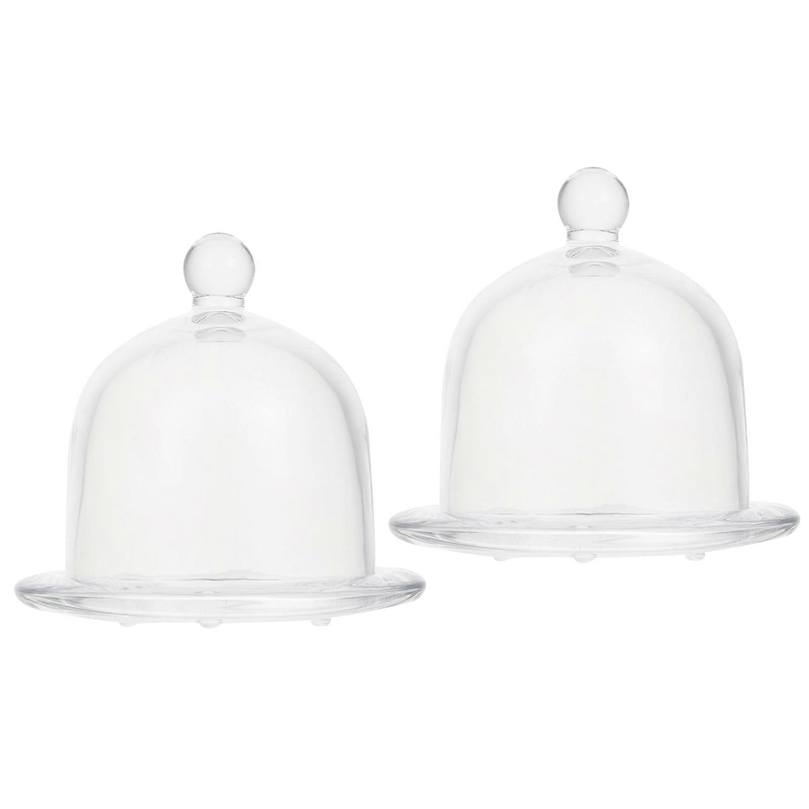 Transparent Glass Dessert Stand with Tray for Home Use 2Pcs Easy to Clean Reusable