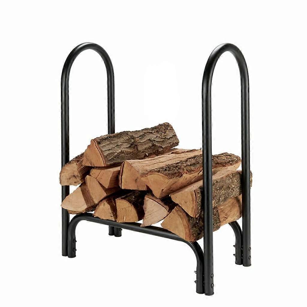 Firewood storage rack, black, fireplace tool, 70 x 30 x 84 cm