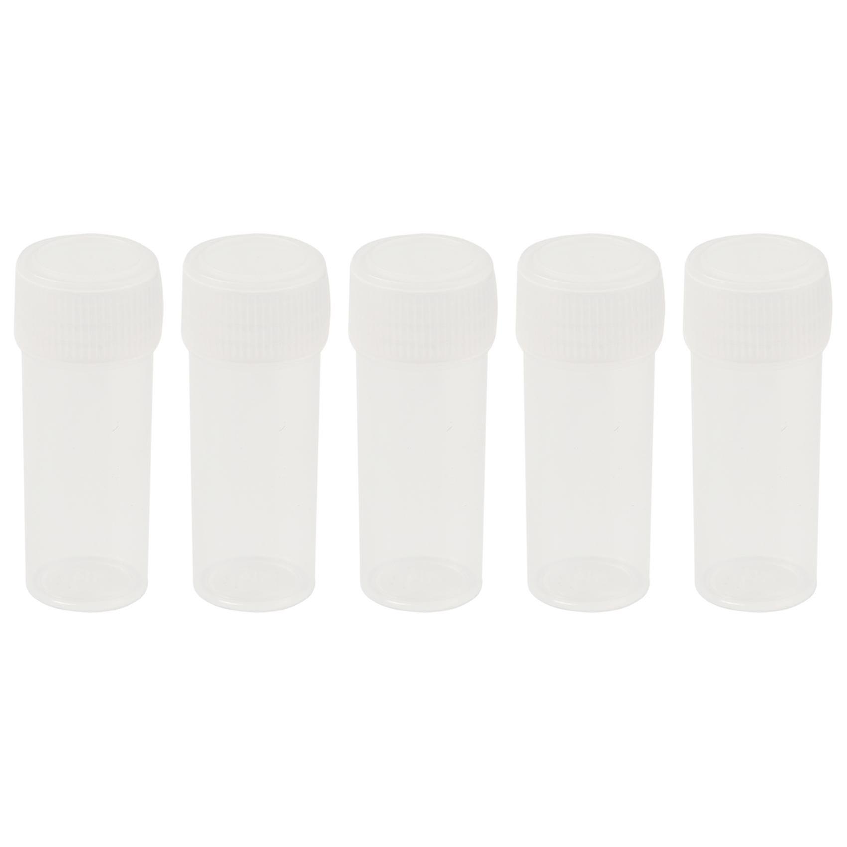 50x Plastic Sample Bottle 5ml Test Tube Lab Small Vial Storage Container + Lid
