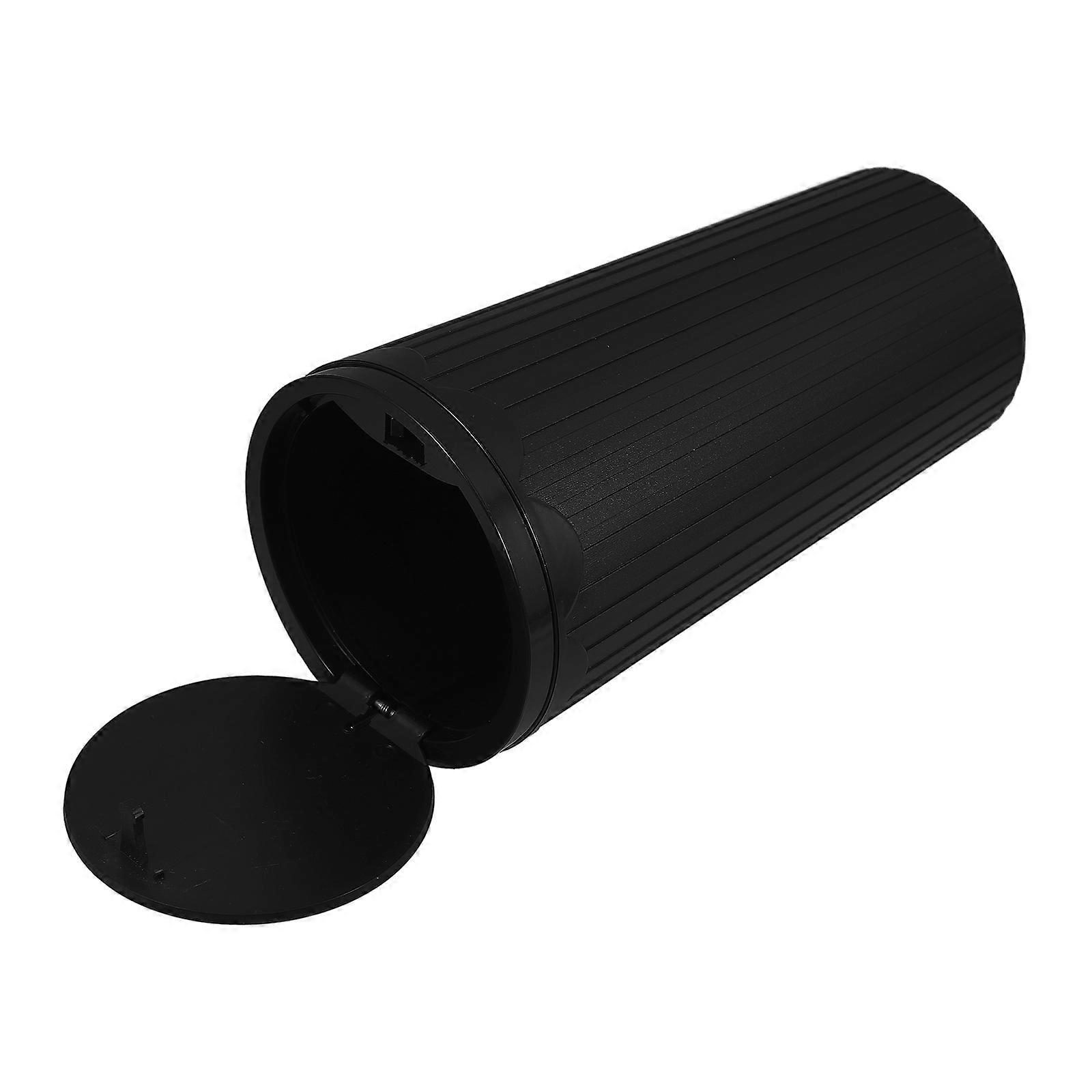Portable Car Trash Can with Cup Holder, Multi Compartment Leakproof Garbage Bin for Wet/Dry Waste, Sleek Black Vehicle Organizer for Food Leftovers