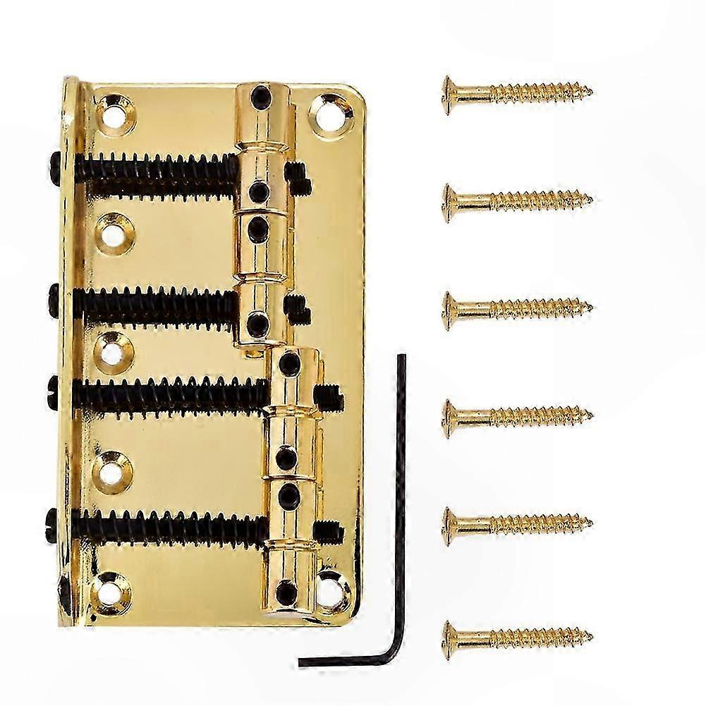 Golden Four-String Electric Bass Guitar Bridge - Professional Metal Component for Enhanced Performance
