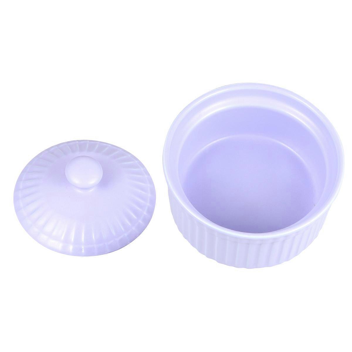 Purple Ceramic Baking Bowl with Lid for Kitchen Use Perfect for Soup Pudding or Dessert 4.5 Inches