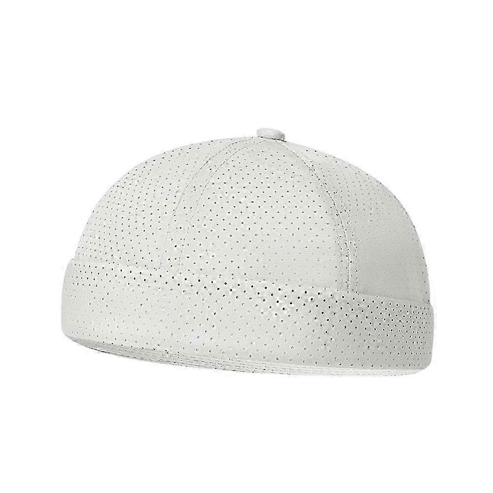 Ultra-léger respirant Mesh Melon Cap Cap Docker Beanie Cap Blanc