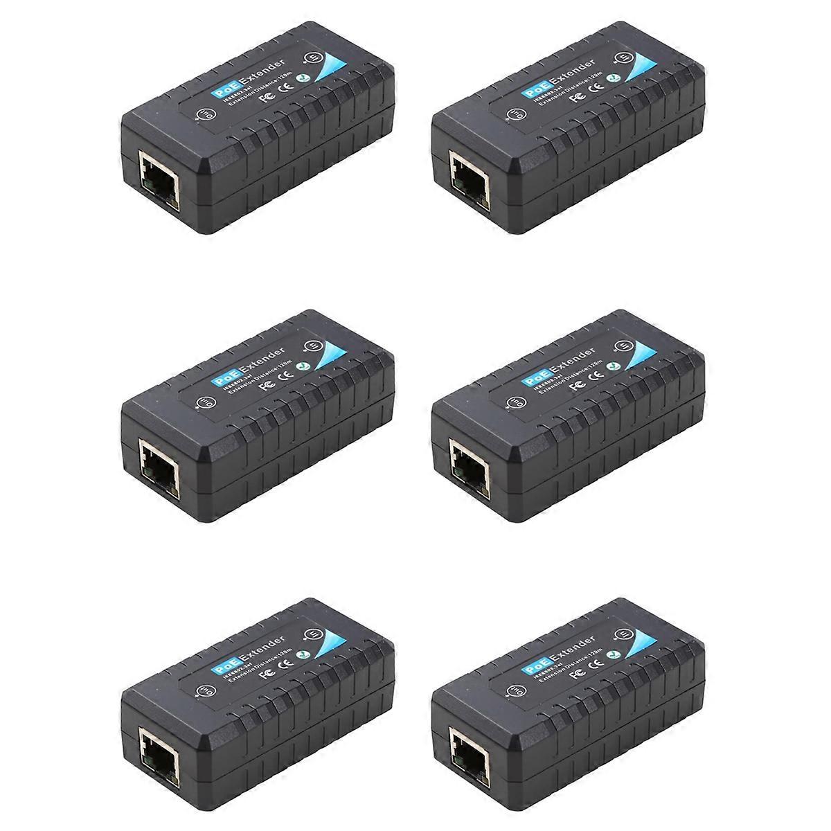 6X 1Port POE Extender 10/100Mbps with IEEE 802.3Af Standard Input / Output for IP Camera Transmissio