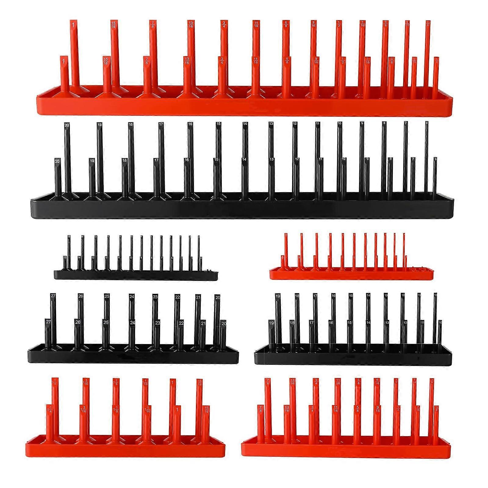 MultiSize Socket Wrench Holder Set 8 Pieces Durable PP Construction For Standard And Deep Metric Socket Wrench Holders