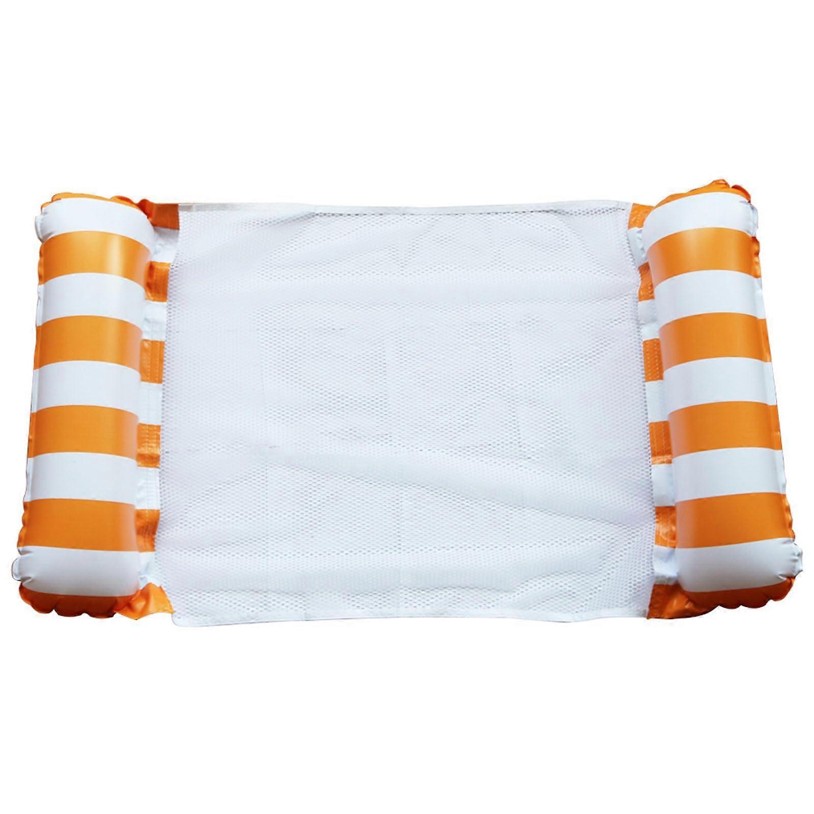 Water Hammock 120x70 Cm For Adults, 4-In-1 Inflatable Air Mattress And Floating Raft With Air Pump, Orange Stripe