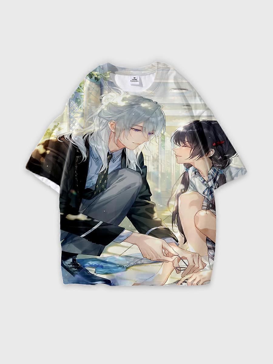 T-shirt round neck Animation Character Pattern loose short sleeve E3475