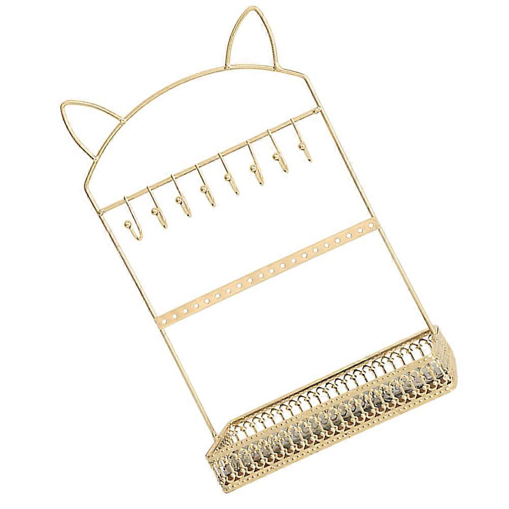 Household Earring Rack Display For Desktop Use 30x19cm Golden Wrought Iron Style 1Set