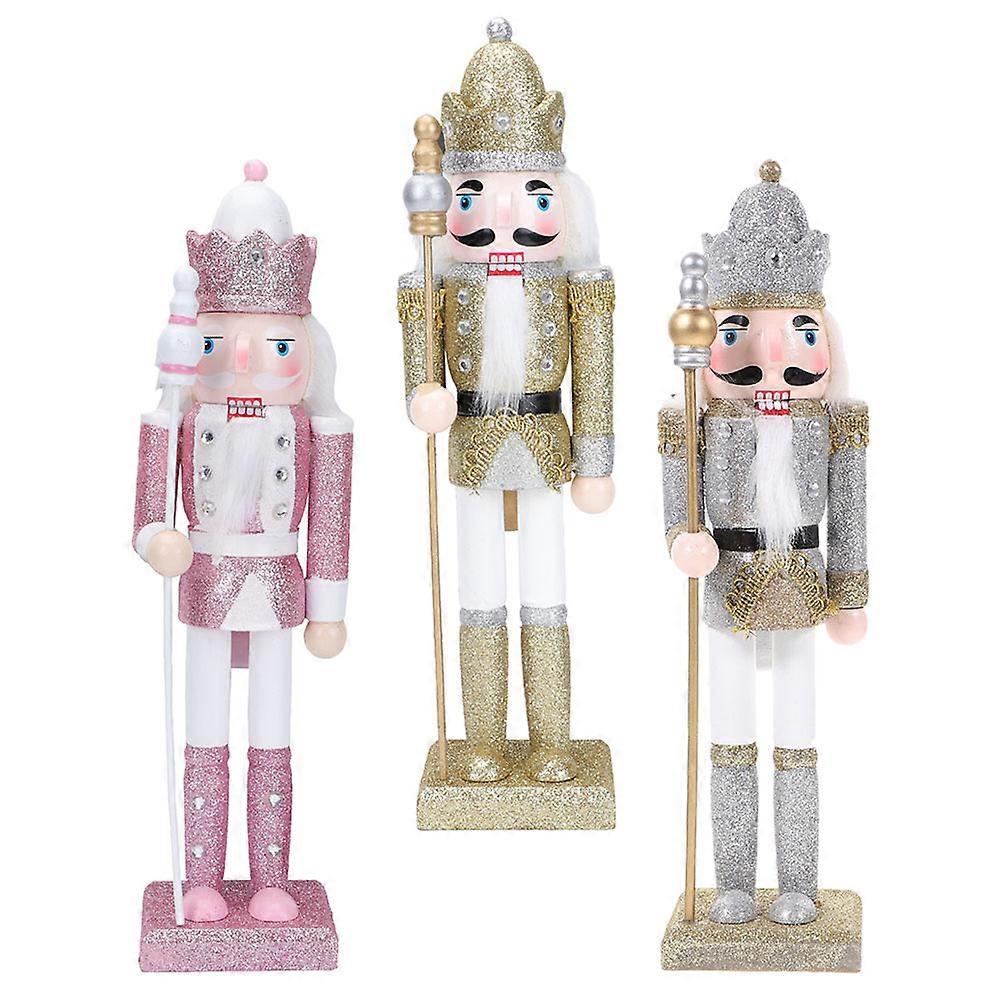 كسارة البندق التماثيل 3 قطع التقليدية خشبية عطلة الديكور عيد الميلاد مهرجان عرض متنوعة اللون تصميم أنيق