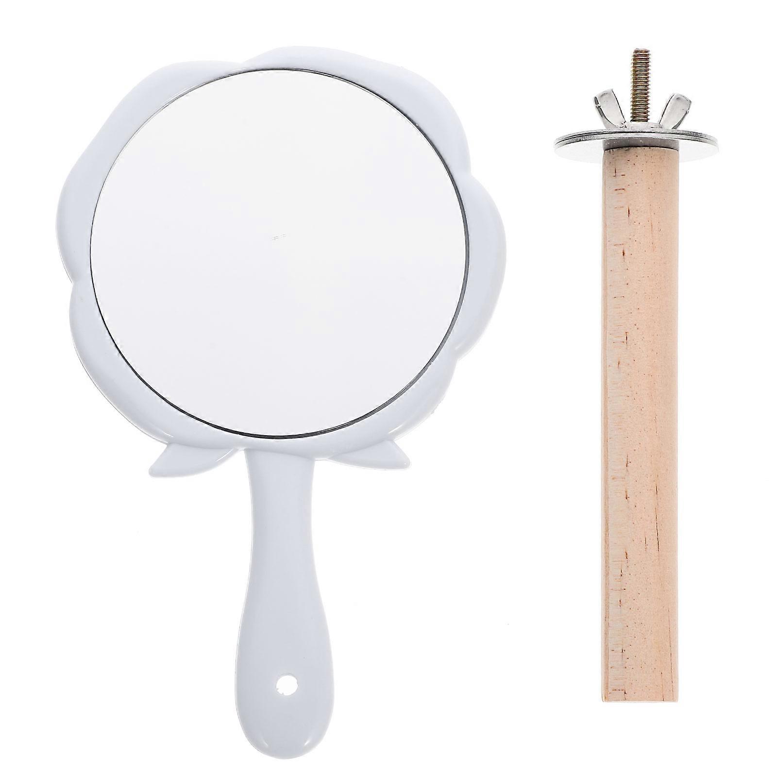 Wooden Bird Perch Toy for and Durable with Mirror Great for Cage Exercise 7.5 inches