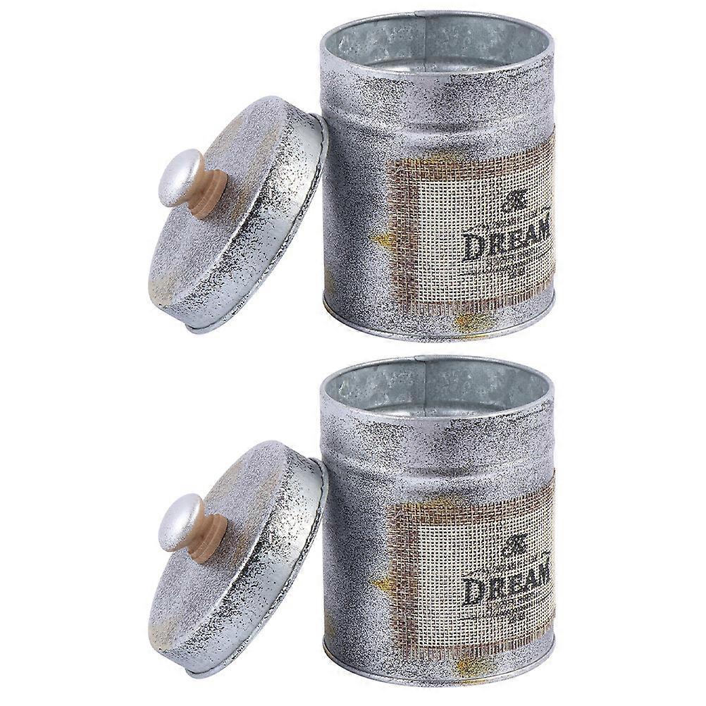 Iron Home Container Jars Round Cylinder Shape For Homeowners Craft Enthusiasts 2Pcs