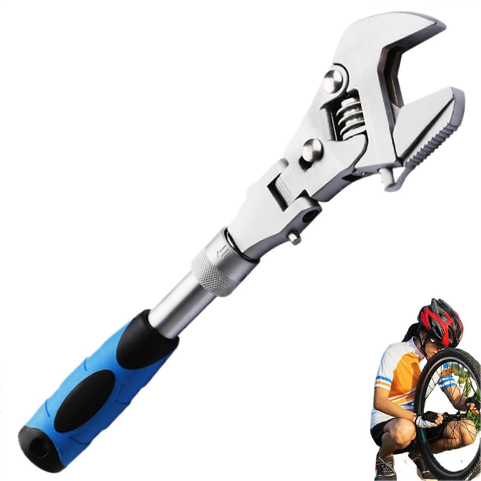 Adjustable Ratchet Wrench 10-12 In, 5-In-1 Wrench With 180-Degree Rotating Head, Auto Repair, Multi-Purpose Hand Tool