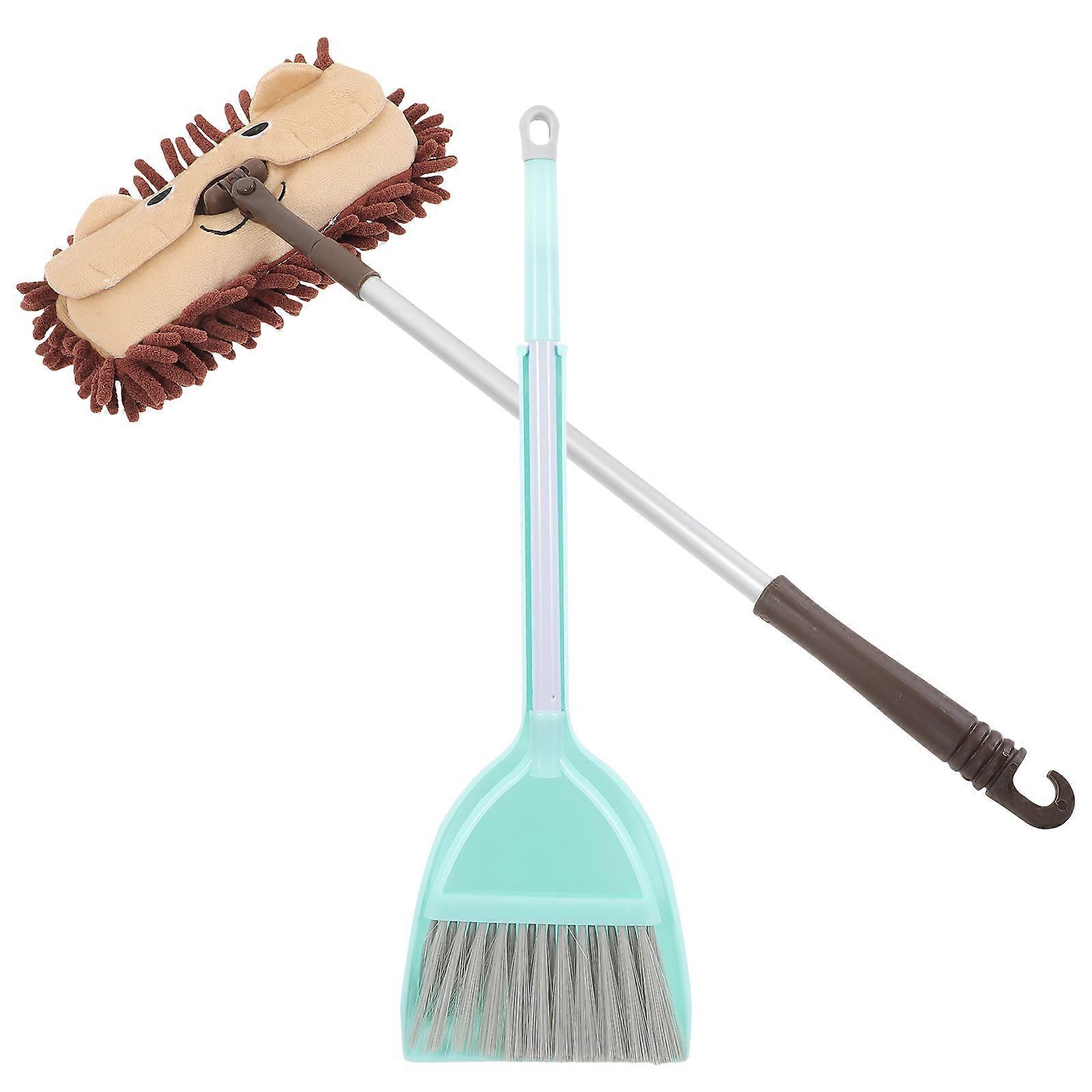 Toddler Cleaning Set with Kids Broom and Dustpan Made of Plastic for Home Use Light Green