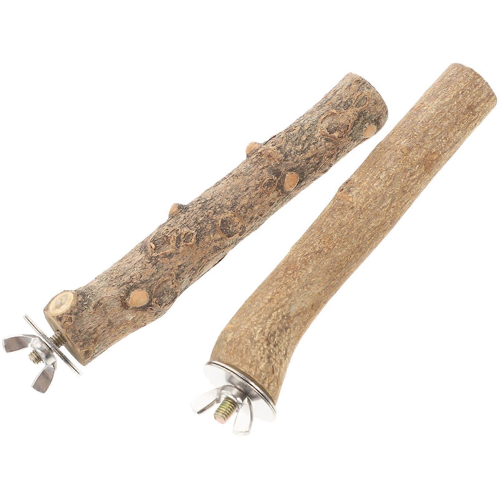 Poleiro de Madeira para Brincar 2Pcs Cor Bege Resistente e Durável Brinquedo de Pássaro de Madeira 12,5 polegadas