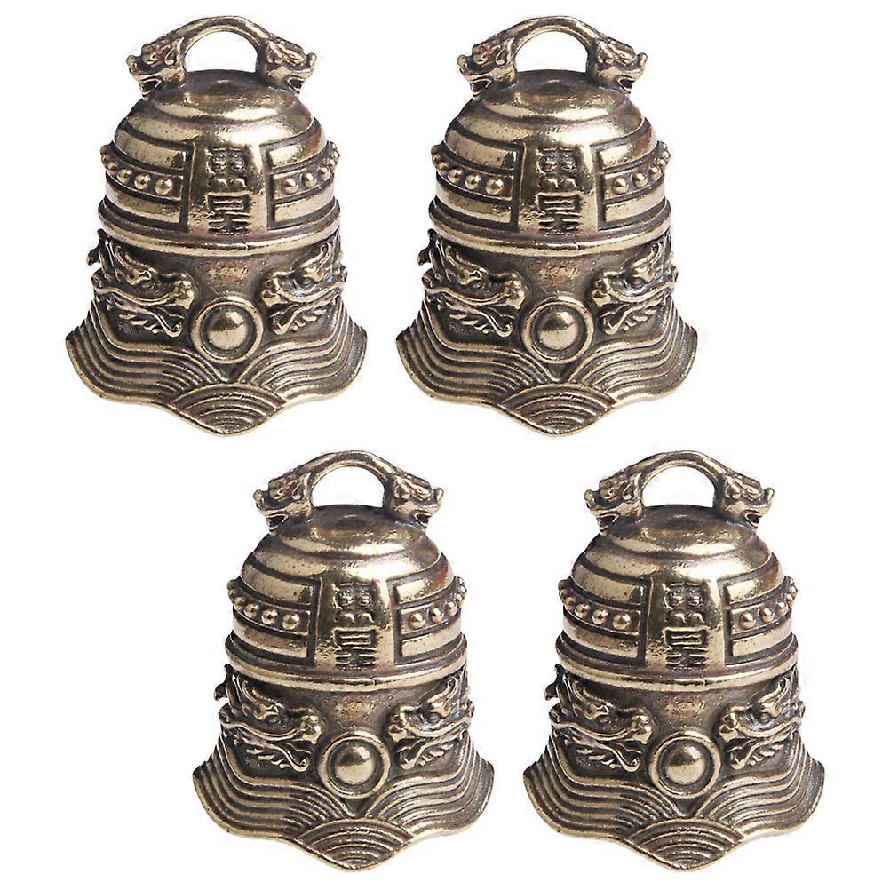 4pcs Golden Brass Bell Charms for DIY Crafts Vintage Keychain Pendants Hanging Decorations